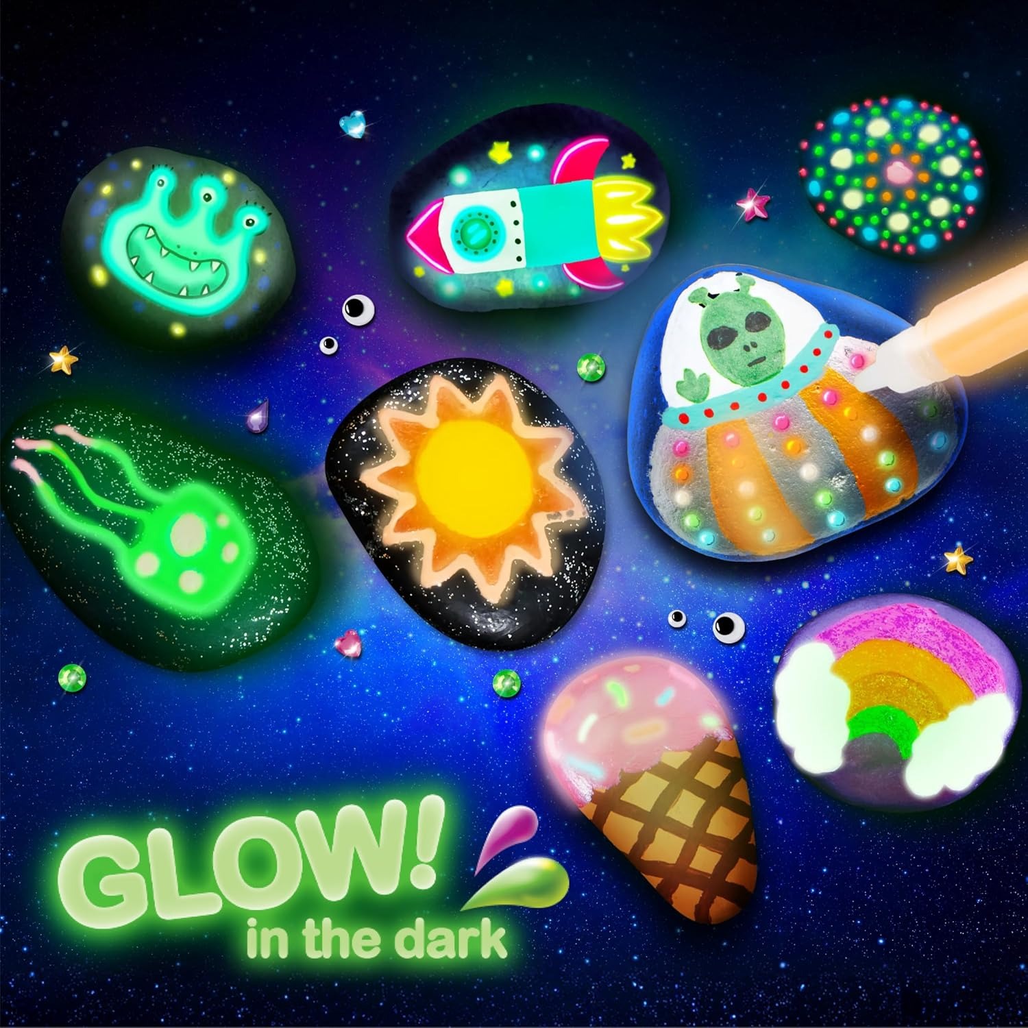 Glow Rock Painting Kit for Kids, detail view