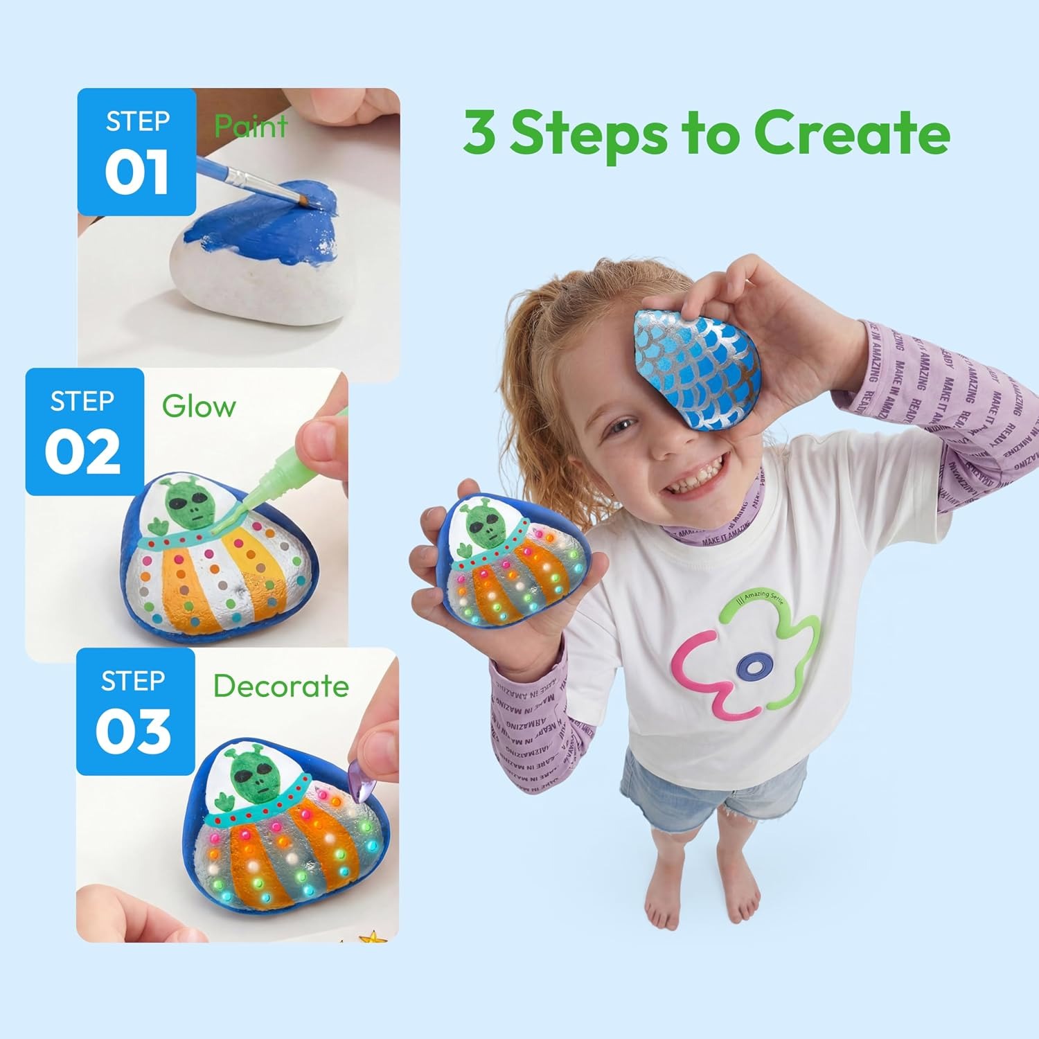 Glow Rock Painting Kit for Kids, detail view